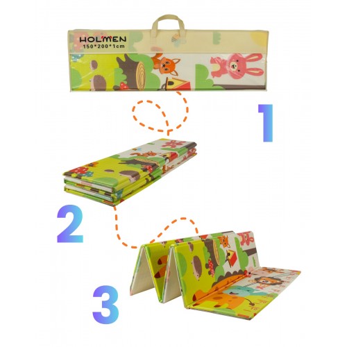 Holmen Oyun Matı Arabalar ve Hayvanlar Katlanabilir 150*200 cm